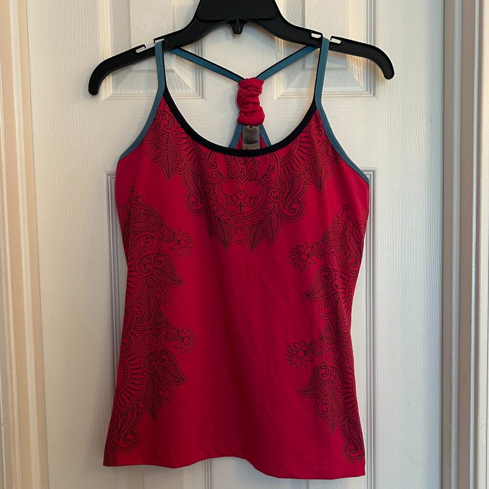 Pink Sports T-back Tank with built-in Bra Size M